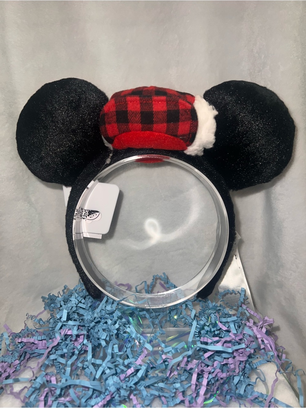 Authentic Disney Parks Buffalo Plaid Hat Mickey Minnie Ear Headband NWT